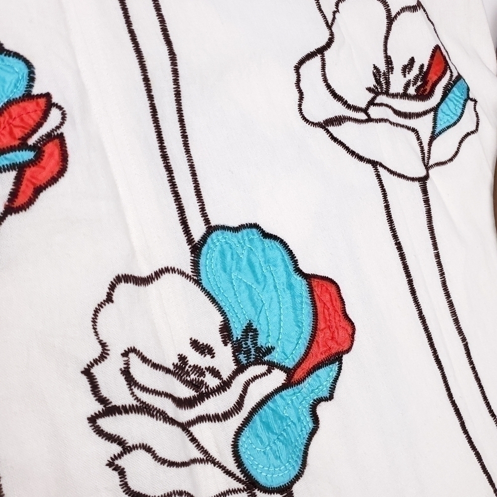 Lilly Stanhope White Floral Embroidered Linen Blend Skirt Sz 10 - Picture 4 of 11